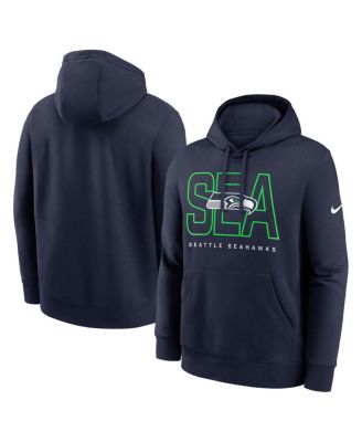 Nike - Men's College Navy Seattle Seahawks Busted Play Club Fleece Pullover Hoodie