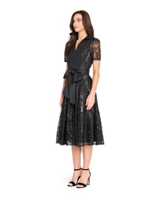 Women&#39;s Collared V-Neck Sequin Dress