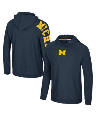 Colosseum - Men's Navy Michigan Wolverines Back in Business Long Sleeve Raglan Hooded T-Shirt