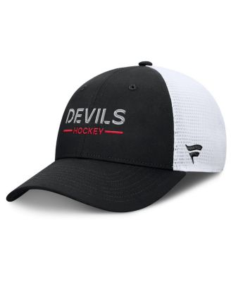 Fanatics - Men's Black/White New Jersey Devils Authentic Pro Rink Lockup Adjustable Trucker Hat