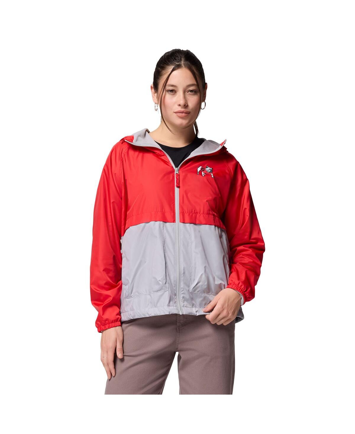 Columbia Women's Red/grey Georgia Bulldogs Spire Hoodie Windbreaker In Multi