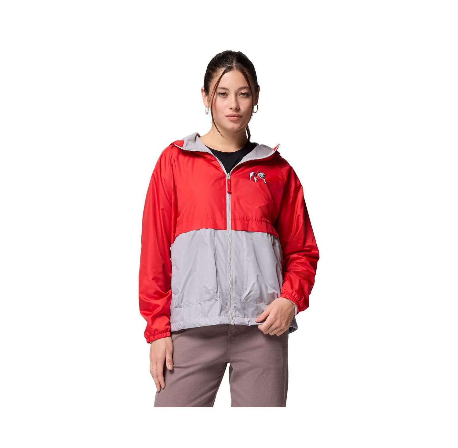 Women's Red/Grey Georgia Bulldogs Spire Hoodie Windbreaker