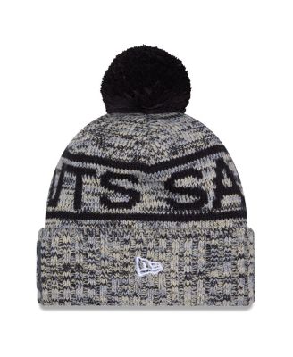 Men's Black New Orleans Saints 2025 Sideline Cold Weather Cuffed Knit with Pom Hat