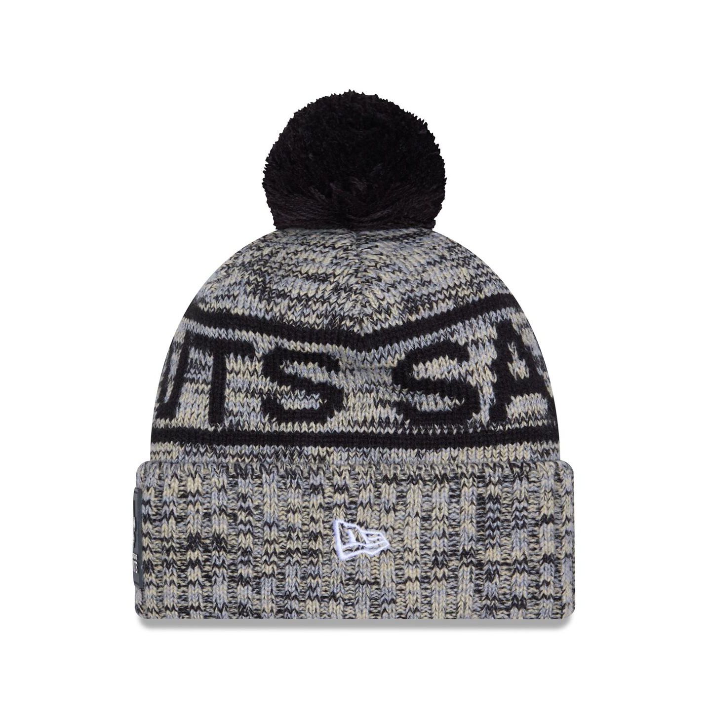 Мужской головной убор New Era Black New Orleans Saints 2025 Sideline Cold Weather Cuffed Knit with Pom Hat — фото 2
