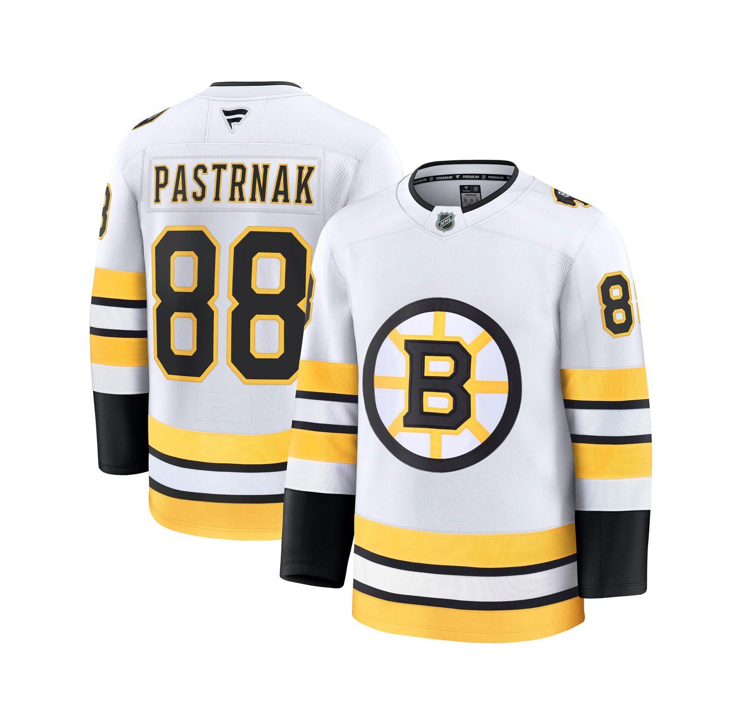 Men's David Pasternak White Boston Bruins Away Premium Player Jersey