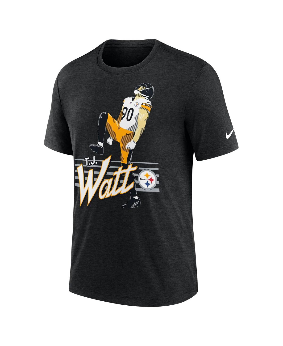 Nike Men's T.j. Watt Heather Black Pittsburgh Steelers Player Graphic T-shirt In Black