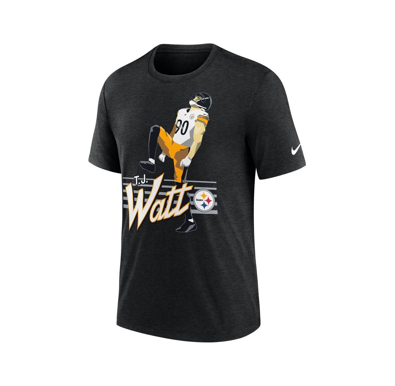 Men's T.J. Watt Heather Black Pittsburgh Steelers Player Graphic T-Shirt