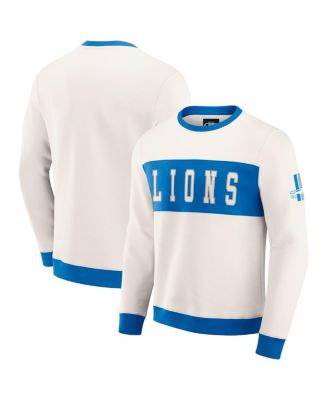 Fanatics - Men's Cream Detroit Lions Color Block Crewneck Sweatshirt