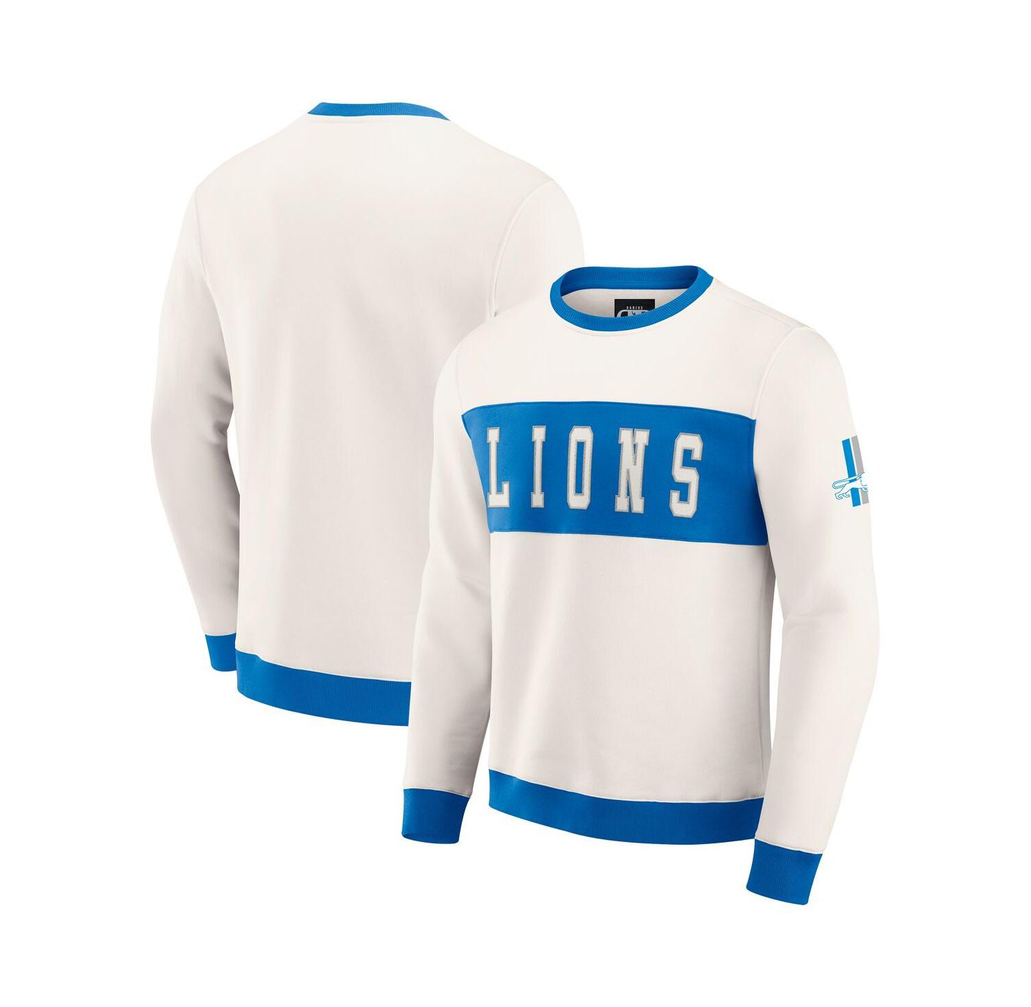 Darius Rucker Collection by Men's Cream Detroit Lions Color Block Crewneck Sweatshirt