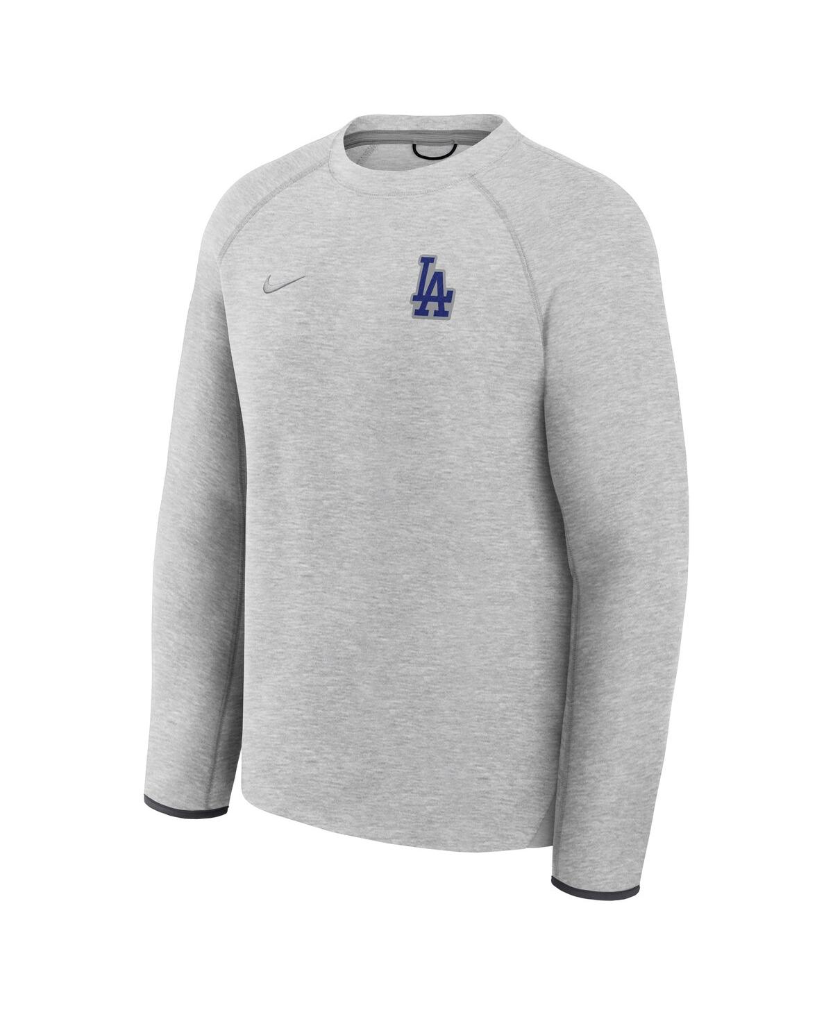 Nike Men's Heather Charcoal Los Angeles Dodgers Tech Fleece Raglan Sweatshirt In Gray