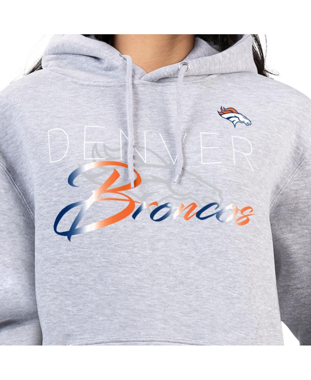G-iii 4her By Carl Banks Women's Gray Denver Broncos Shadow Logo Fleece Pullover Hoodie In Gray