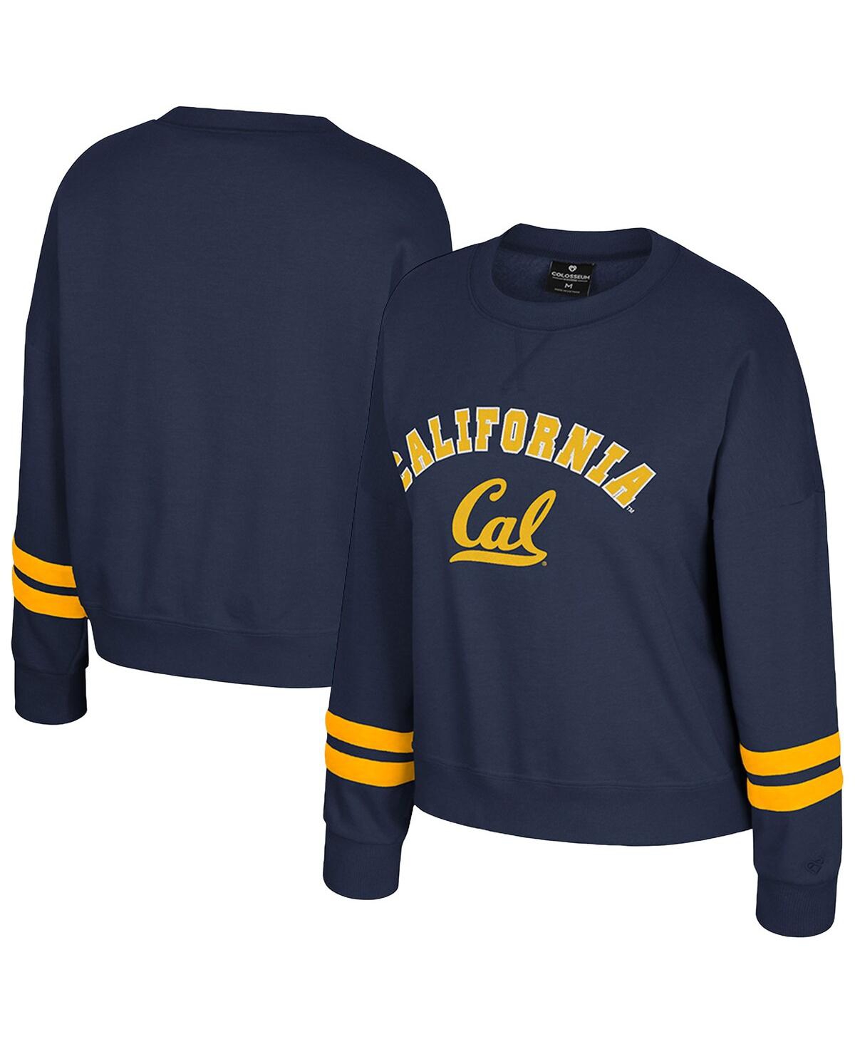 Colosseum Women's Navy Cal Bears Splashy Crewneck Fleece Sweatshirt In Blue