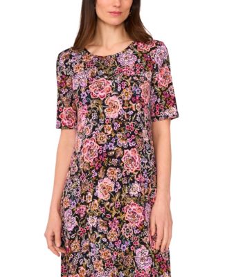 Women's Floral Print Crew Neck Dress