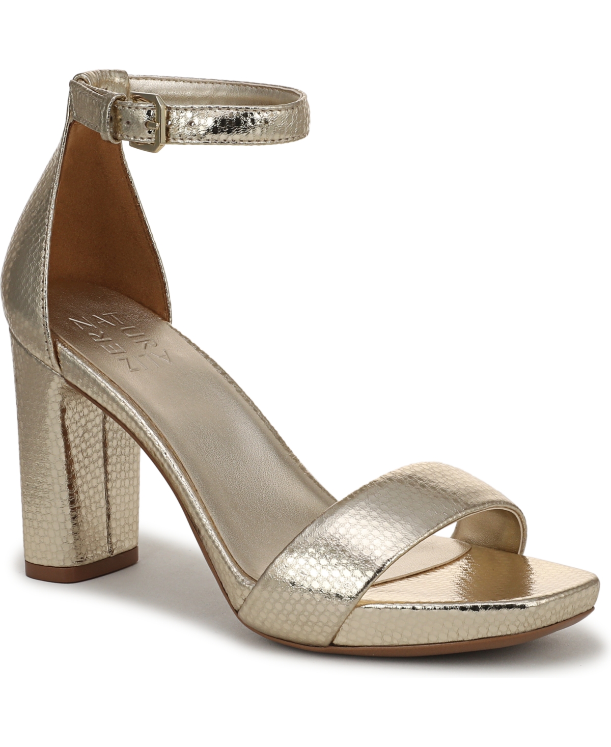 Naturalizer Joy Square Toe Ankle Strap Dress Sandals In Gold