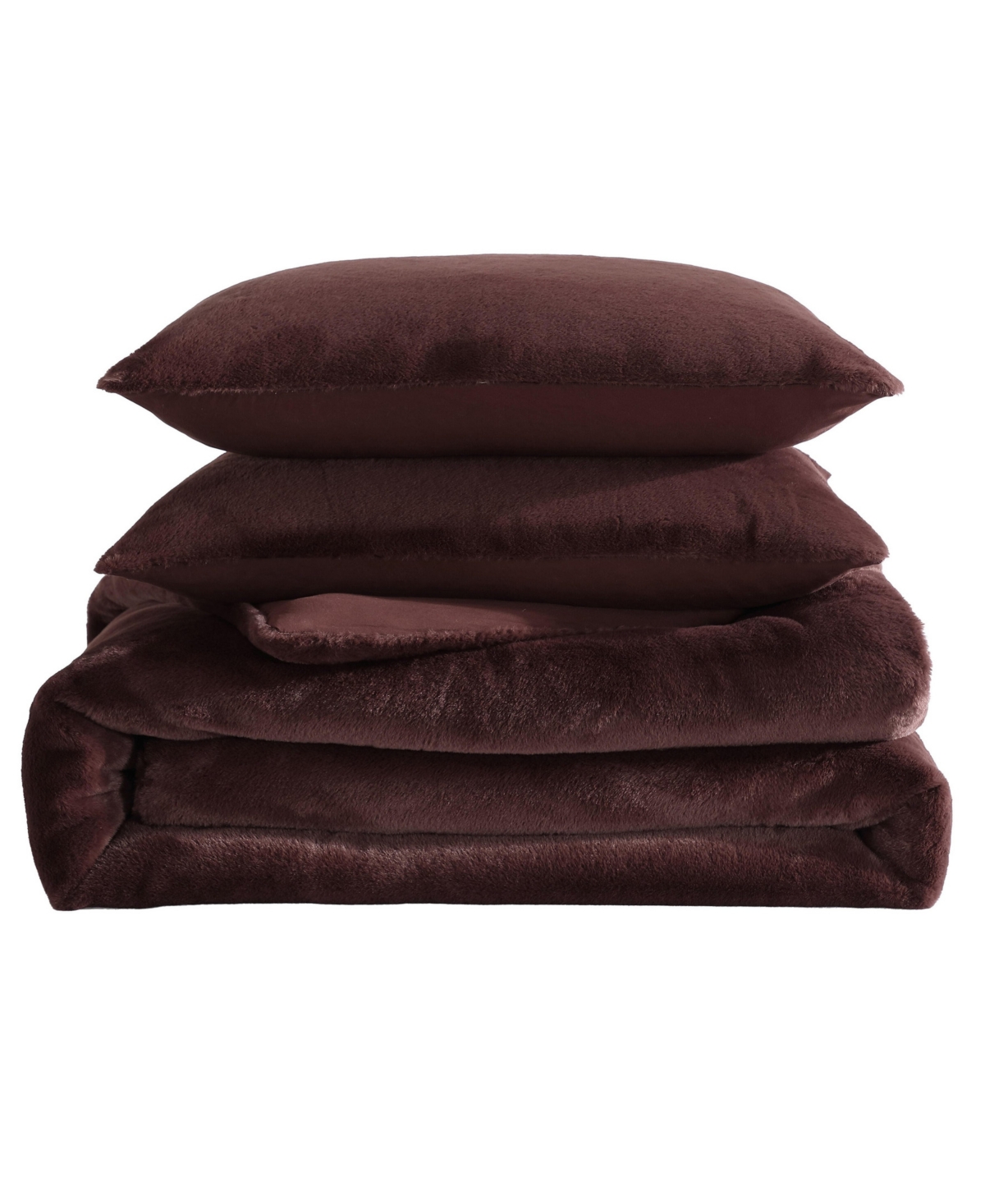Vera Wang Signature Solid Faux Fur 3-pc. Comforter Set, Queen In Burgundy