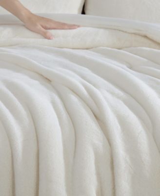 Signature Solid Faux Fur 3-Pc. Comforter Set, Queen