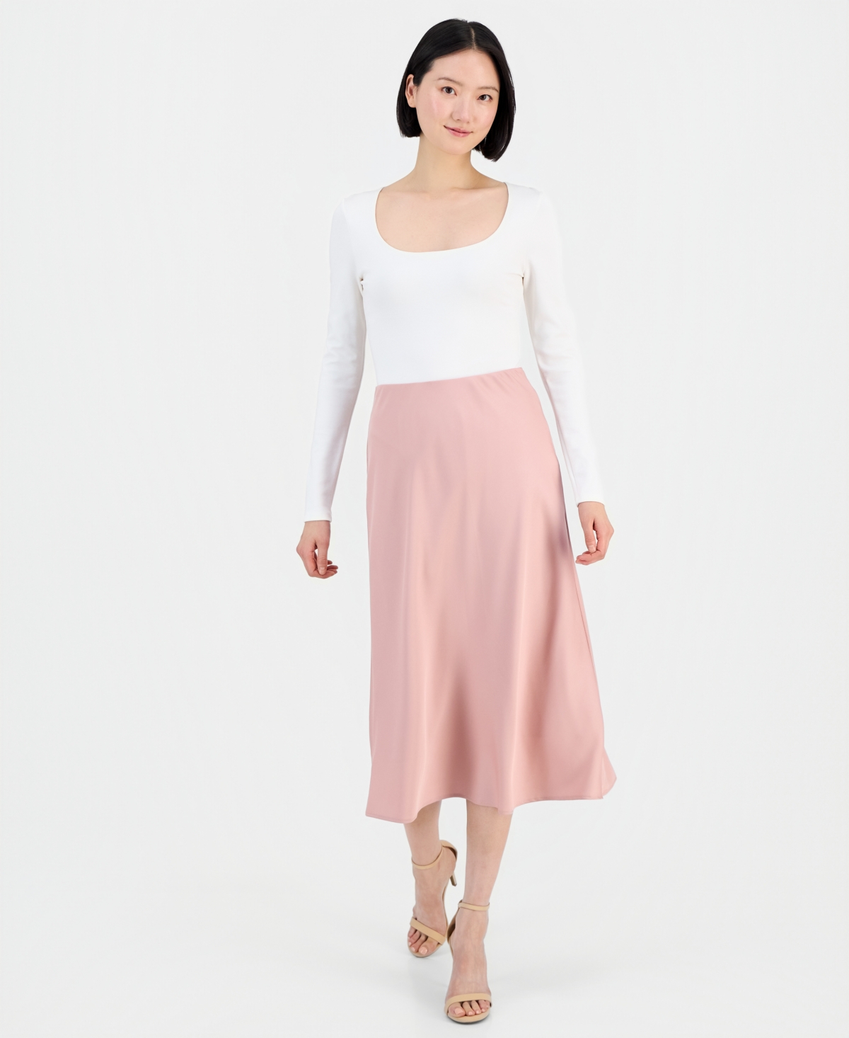 Tahari Asl Women's Satin Pull-On Midi Skirt