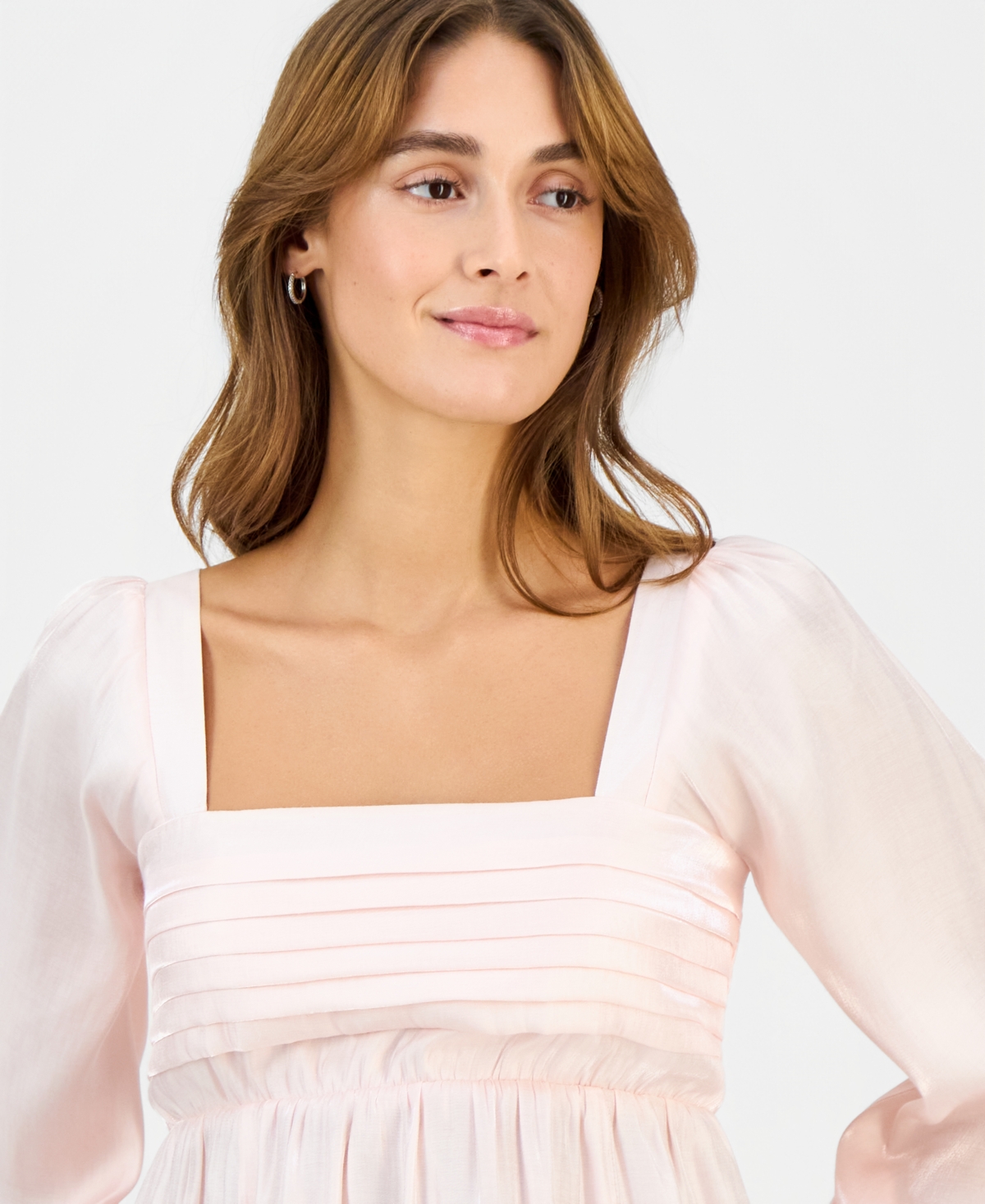 Self Esteem Juniors' Long-Sleeve Pintuck Bust Woven Top