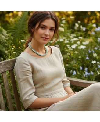 Natural Amazonite Light Aqua Blue Round Gem Stone 10MM Bead Strand Necklace Silver Plated Clasp