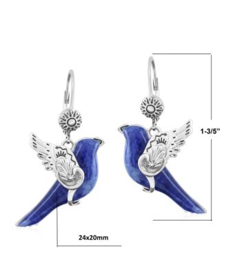 Sterling Silver Sodalite Spirit Bird Lever Back Earrings