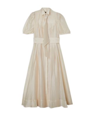 Women's Organdie Tie Neck Woven Midi Dress