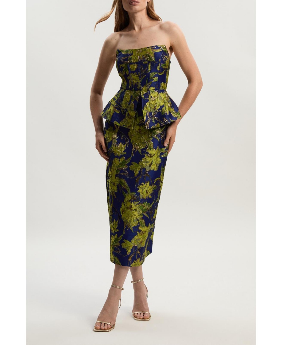 Karen Millen Petite Floral Jacquard Midi Pencil Dress