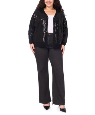 Plus Size Sequined V-Neck Cardigan Sweater