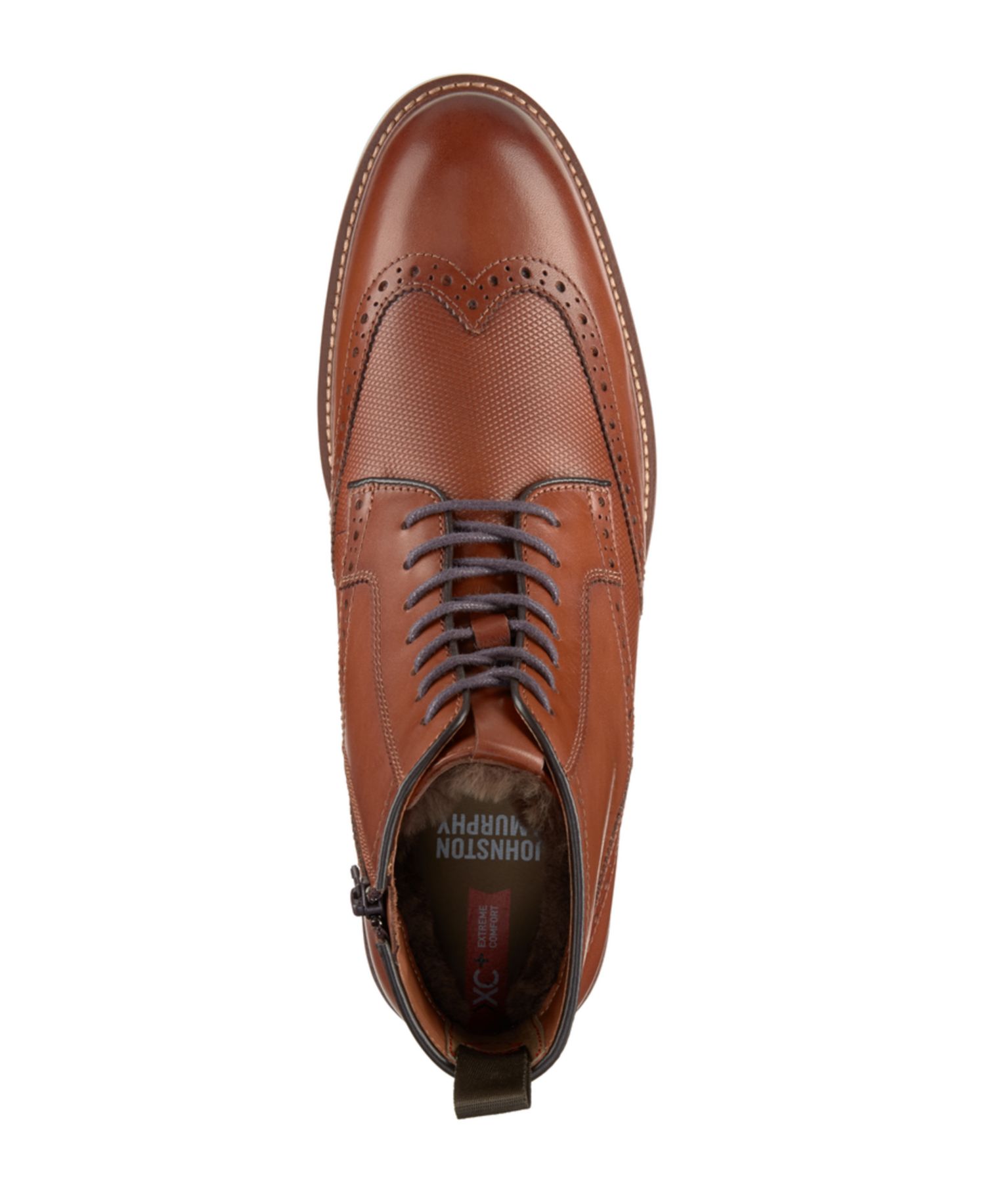 Mens XC+ Durham Embossed Leather Brogue Detail Wingtip Shearling Waterproof Boots