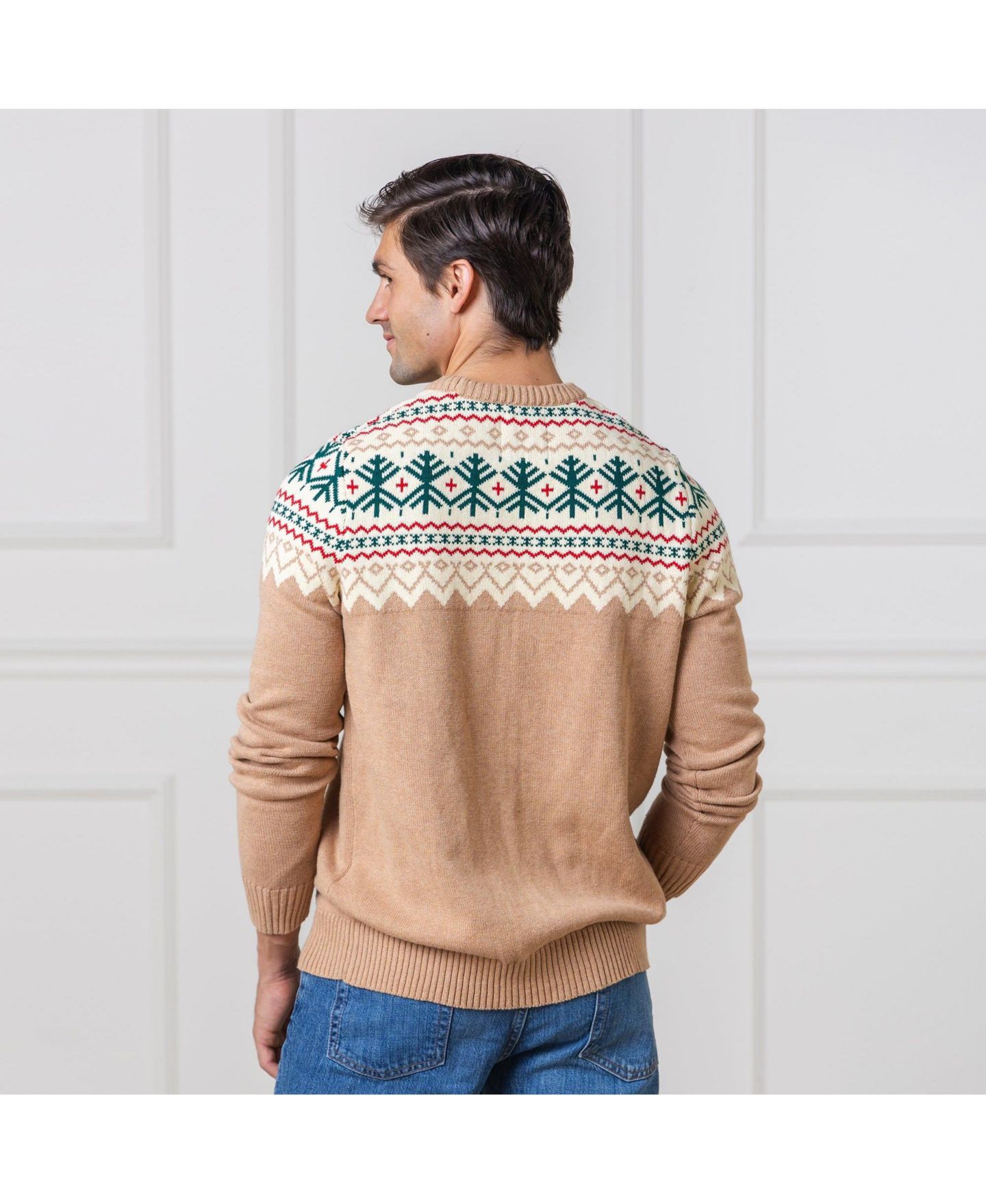Мужской свитер Hope & Henry Crew Neck Fair Isle, цвет: Верблюжий — фото 12