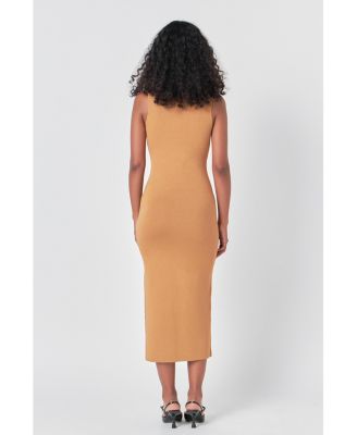 Women's Lurex High Neck Midi Dress