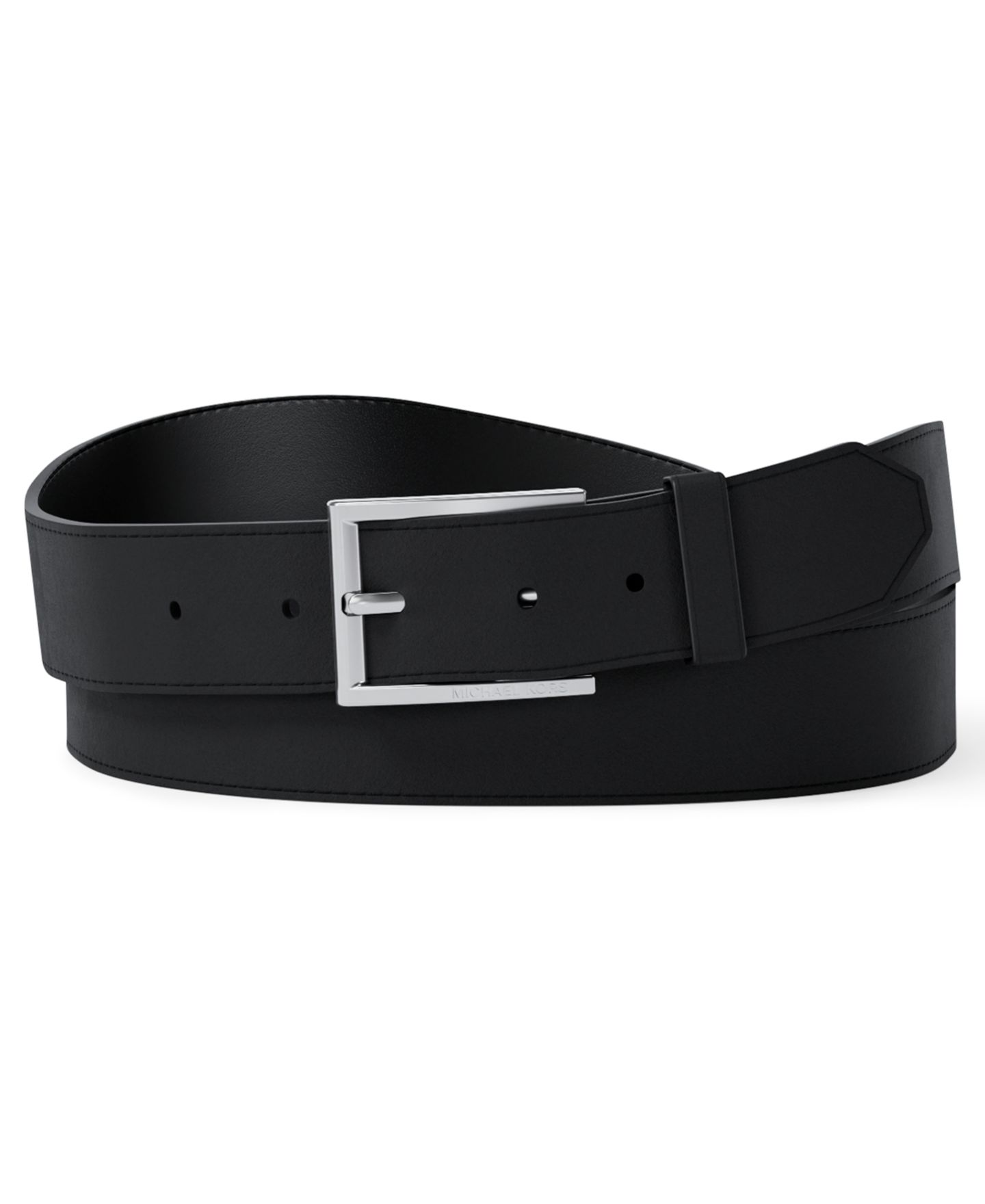 Мужской ремень Michael Kors 31MM Rectangular Dress Belt, цвет: Чёрный — фото 1