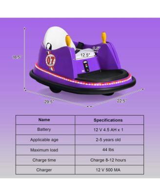 12V Vehicle 360&deg; Spin Race Toy Kids Ride On Bumper Car with Remote Control