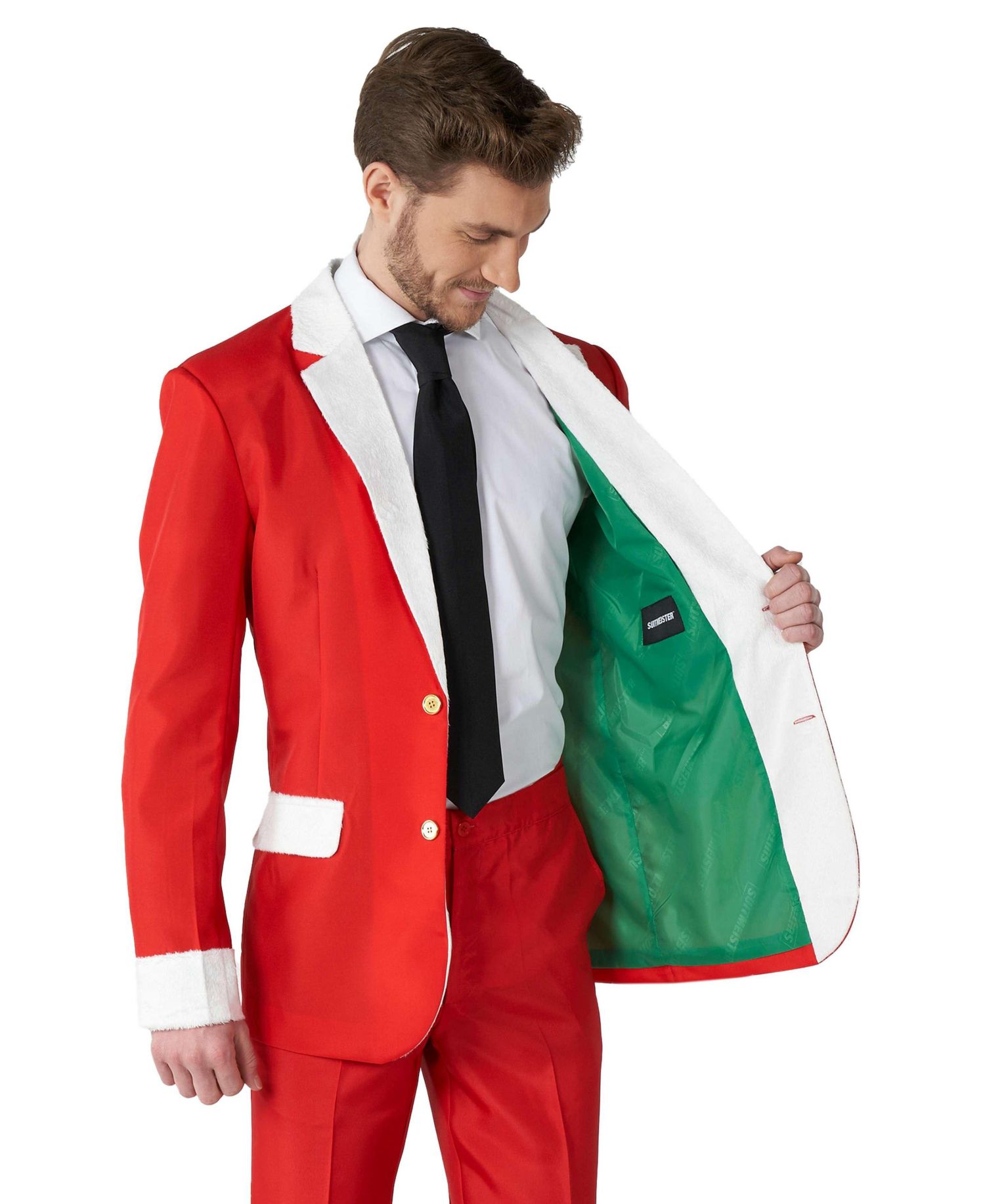 Men's Christmas Suit - Ugly Holiday Festive Nordic Pixel Outfit