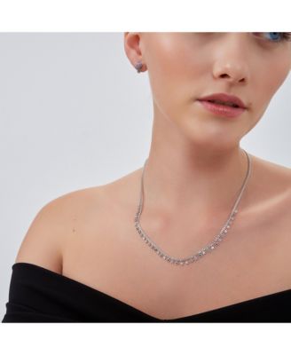 Rainbow Multiple Star Station Necklace Sterling Silver