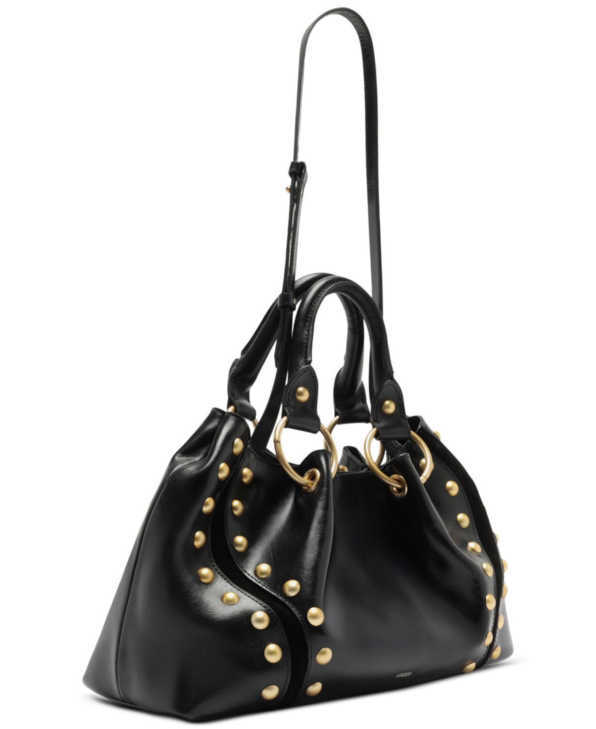 Arezzo Lucienne Medium Leather Satchel Bag In Black