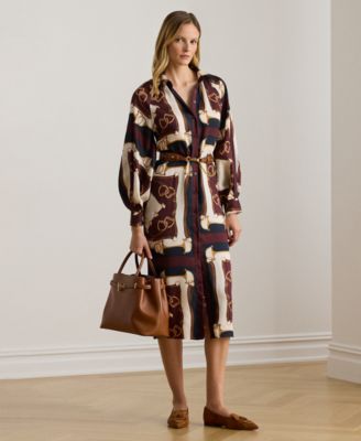 Lauren Ralph Lauren - Petite Equestrian-Print Twill Midi Shirtdress