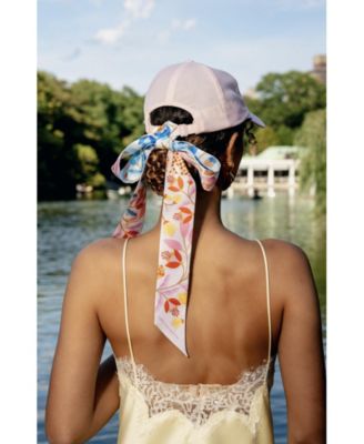 Silk Skinny Scarf Pink Blossom Jungle