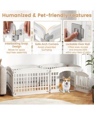 Panel Plastic Dog Playpen with Lockable Gate for Small & Medium Sized Dogs