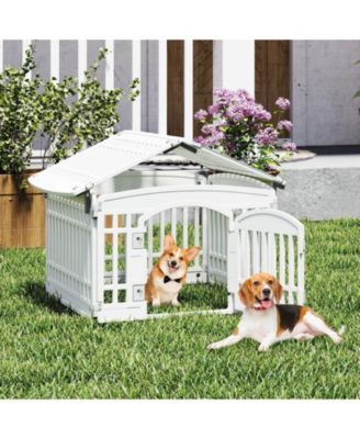 Panel Plastic Dog Playpen with Lockable Gate for Small & Medium Sized Dogs