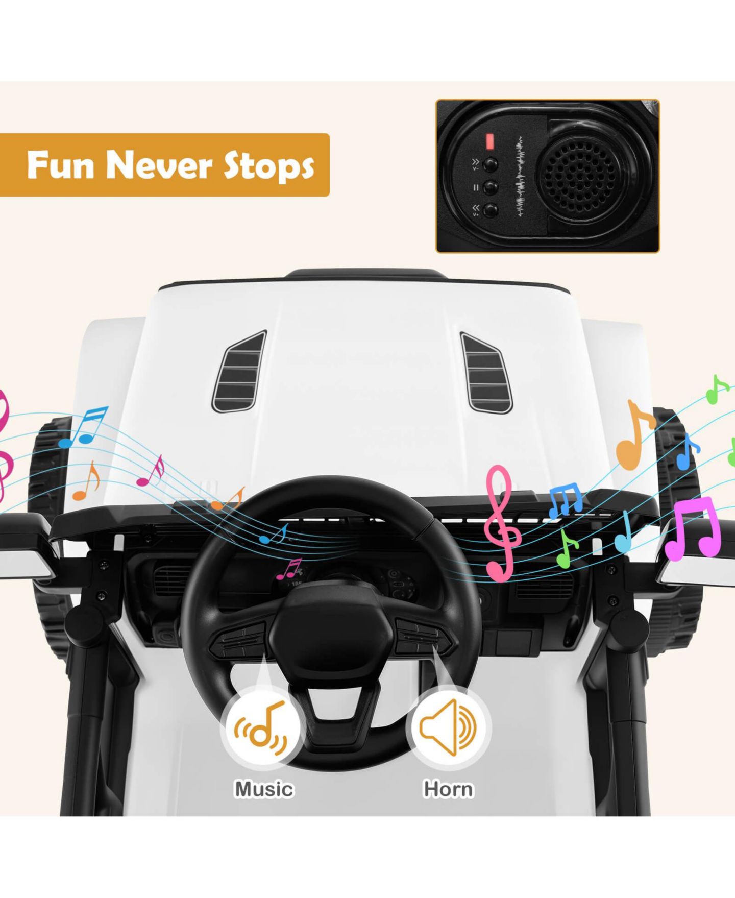 Детская игрушка Costway 12V Battery Powered Remote Control Kids' Ride-On Truck, цвет: Белый — фото 7