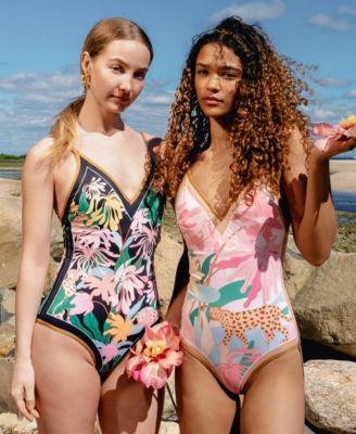 Women's Blush Jungle Reversible V-Neck One-Piece Swimsuit