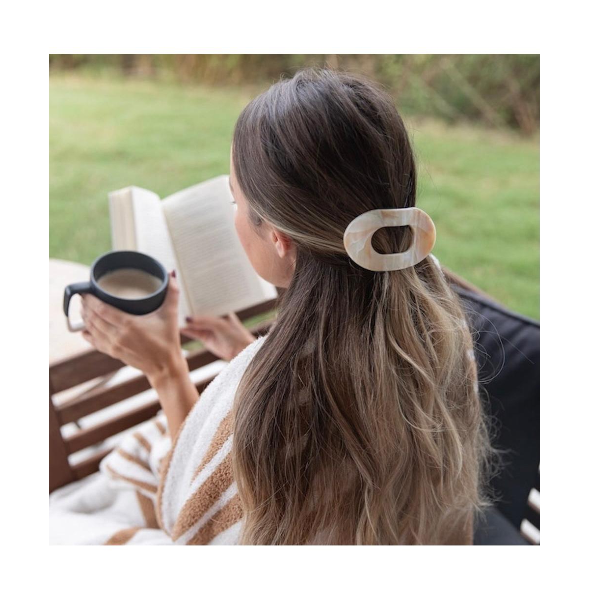 Headbands of Hope Large Oval Claw Clip Set – Golden Matte + Ivory Marble