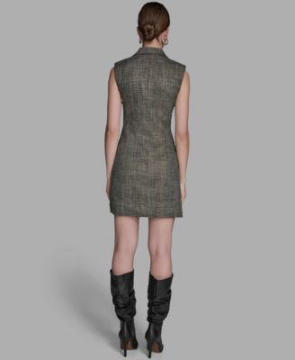 Women's Deep V-Neck Collared Dress