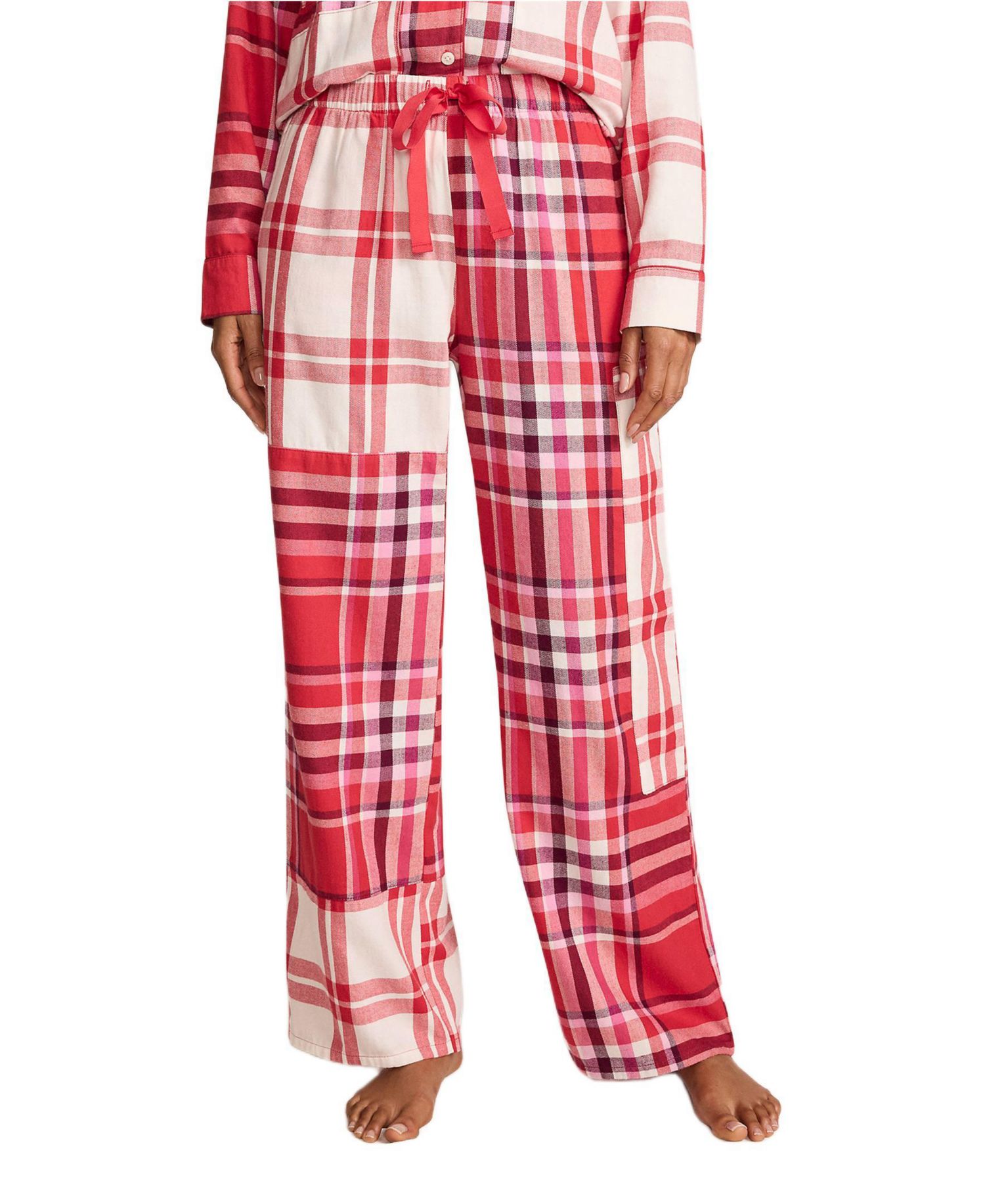 Women's Flannel Patchwork Wide Leg Sleep Pants