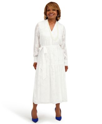 Women's Soft V-Neck Tiered Midi Dress