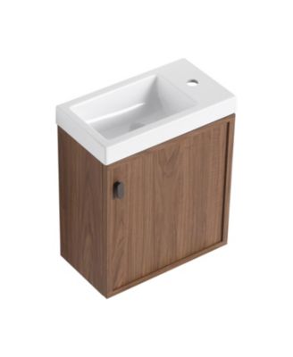 18.5" Wall-Mount Vanity, Resin Sink, Soft Close, Walnut