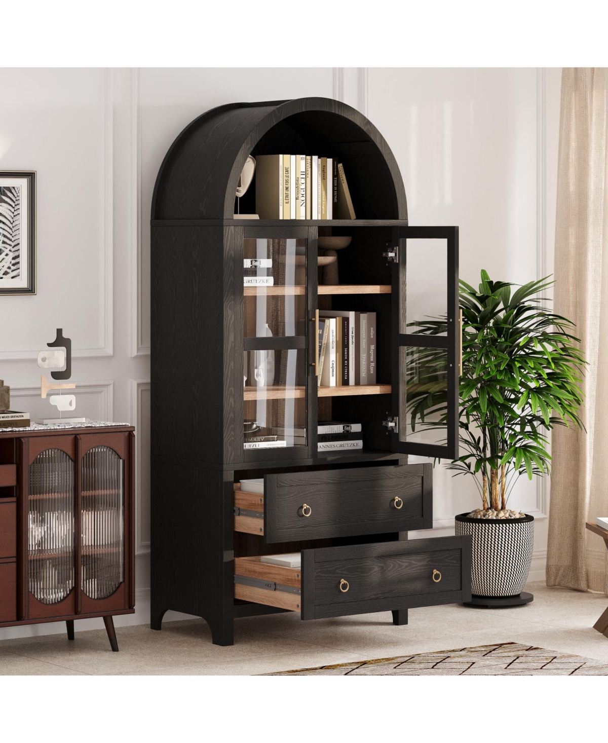 Streamdale 71" Arched Kitchen Pantry Cabinet