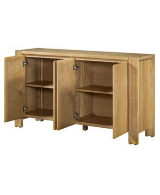  Retro Wood Buffet Cabinet - 4 Door, Adjustable Shelves (Natural)