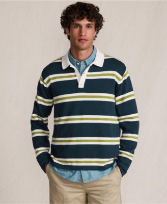 Men's Long Sleeve Cotton Rugby Sweater Polo