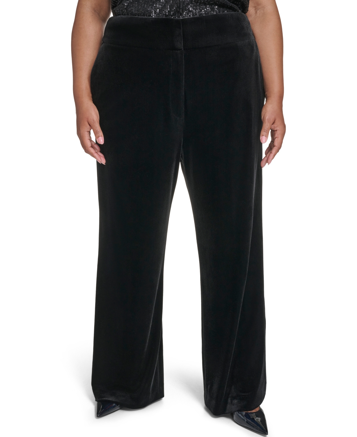 Calvin Klein Plus Size Wide Leg Pants In Black